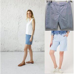 BLUE Linen Bermuda Shorts Size 7 Medium